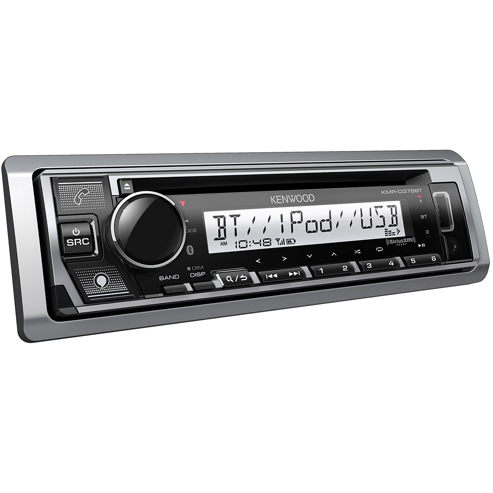 Kenwood KMR-D378BT Marine/Motorsports CD AM/FM Radio, Bluetooth, Amazon Alexa Compatible, SiriusXM Ready, Wireless Streaming - Pandora & Spotify, USB and AUX Input, Variable Color Display Kenwood KMR-D378BT Marine/Motorsports CD AM/FM Radio, Bluetooth, Amazon Alexa Compatible, SiriusXM Ready, Wireless Streaming - Pandora & Spotify, USB and AUX Input, Variable Color Display